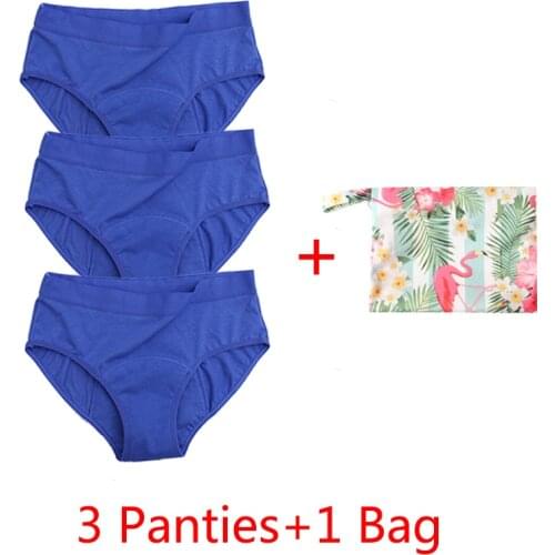 4 Layer Menstrual Panties +Bags Women Sexy Leakproof Period Underpants Incontinence Underwear Bamboo Fiber Pants Waterproof