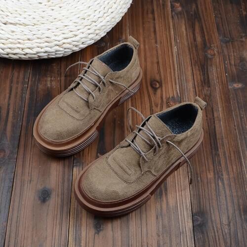 British wind thick-soled casual shoes Mori retro muffin bottom lace-up college wind womens shoes literary wild flat single shoes