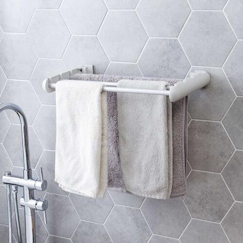 OTHERHOUSE Towel Hanger Three Poles Towel Holder Rack Wall Mounted Washcloth Holder Towel Bar Kitchen Bathroom Organizer