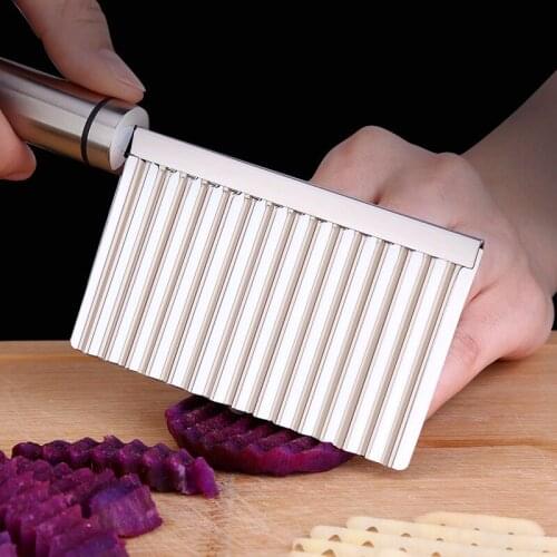 Sliced potato Wave knife 304 stainless steel wolf chop fries potato cutter corrugated knife cutter kitchen gadgets