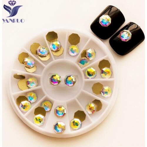 YANRUO 2533NoHF AB Solaris 6mm Flatback Crystal Stones Strass Non Hotfix Glass Rhinestones For Nails Accessories