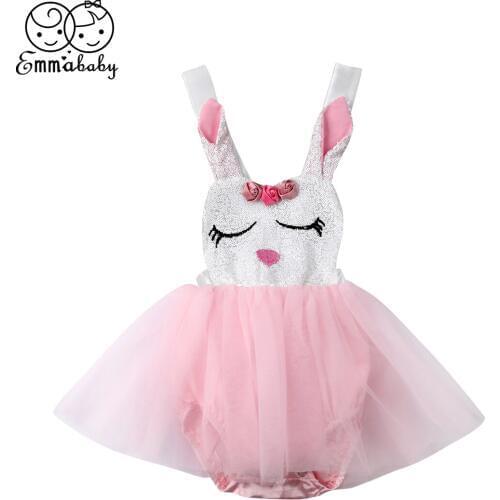 Baby Girl Bow Tutu Skirts Sleeveless Sunsuit Clothes Party Formal Infant Baby Girl Rabbit Lace Princess Romper 0-24M