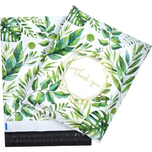 10PCS Green Thank You Portable Poly Mailer Adhesive Envelopes Bags Courier Hair Bundles Party Gifts Boxes Shipping Pouches