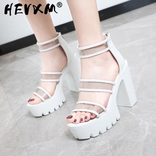 2021 Women Platform Sexy Sandals Squre Heels Shoes Thick Zip Pvc Ytmtloy Zapatos Transparentes De Mujer Sandalias De Mujer