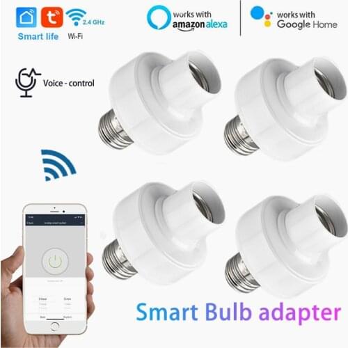 1Pcs/lot WiFi Smart Light Bulbs Adapter E27 LED Lamp Holder Base AC85-250V Smart Life App/Tuya Works With Alexa Google Home