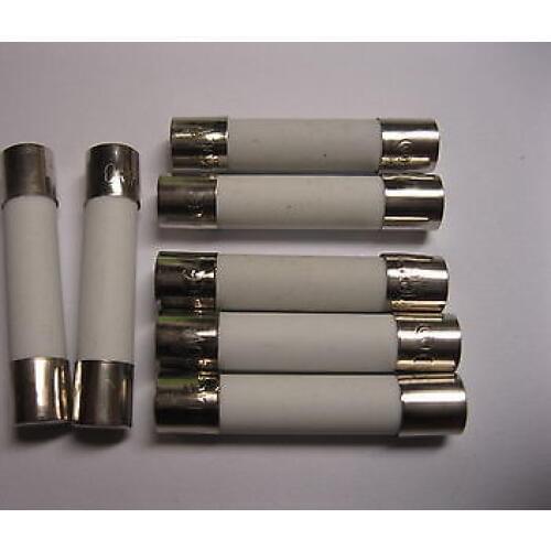 100 Pcs Fast Blow Ceramic Fuses 10 A 250V 6mm x 30mm