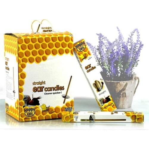 2pcs Happy Ear Candles Ear Wax Clean Removal Natural Beeswax Propolis Indiana Therapy Fragrance Candling Cone Candle Relaxation