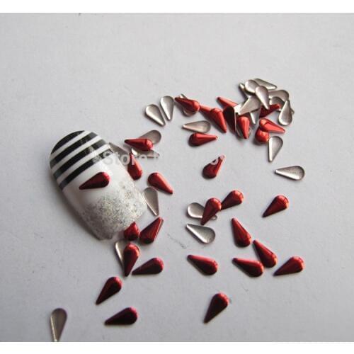 200pcs Cute S-109 3*6mm Nail Art Red Drop Shape Metal Stud Nail Art Decoration