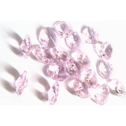 2000PCS/lot 14mm Pink crystal Octagonal beads DIY garland strands for wedding decoration chandelier Cake Topper
