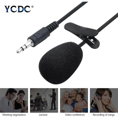 3.5mm Audio Jack Clip-on Lavalier Lapel/Gooseneck Microphone Condenser Mic 2m Cable For IPhone Android Smartphone/iPad/DSLR