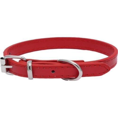 500pcs/lot Fast shipping Pu Leather Pet Collars Luxury Leather Plain Pet Dog Puppy Collar 8 colors 4 sizes
