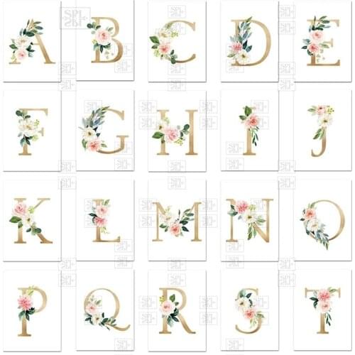 5D Diamond Painting Cartoon English 26 Letter Kits Diy Diamond Embroidery Cross Stitch Text Rhinestones Mosaic Wall Art Decor