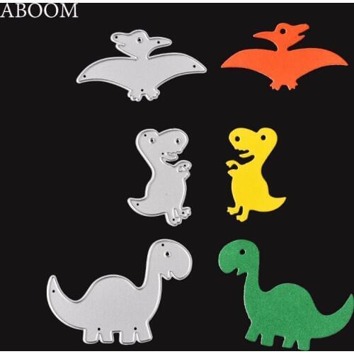ABOOM 3PCS/Set Dinosaurs DIY Metal Embossing Cutting Dies Stencil Scrapbooking Die Cuts Photo Album DIY Decorative Craft Stencil