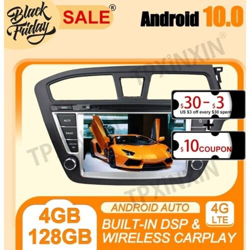 DSP Android 10.0 4G+128G PX6 IPS Carplay For Hyundai I20 2014-2019 Multimedia Player Auto Radio Tape Recorder GPS Navi Head Unit