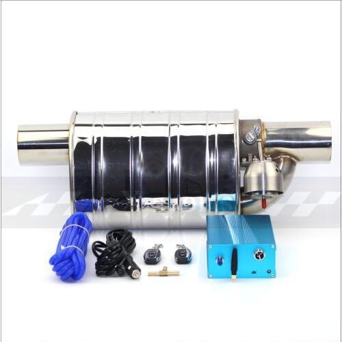 Car Exhaust Pipe Vacuum Pump Variable Valve Mufflers Remote Control Stainless Steel Universal ID 51mm 63mm 76mm Embossing Shape