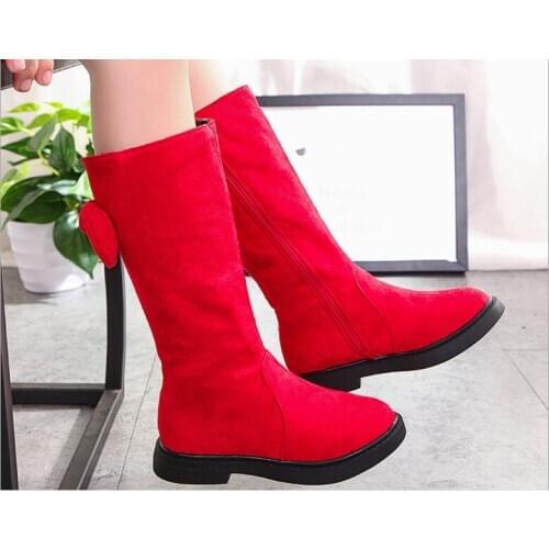 Plus Velvet Princess Boots Snow Boots For Girls Leather Tassel Kids Fashion Princess Boots Girls Bow Children Winter autumn Shoe