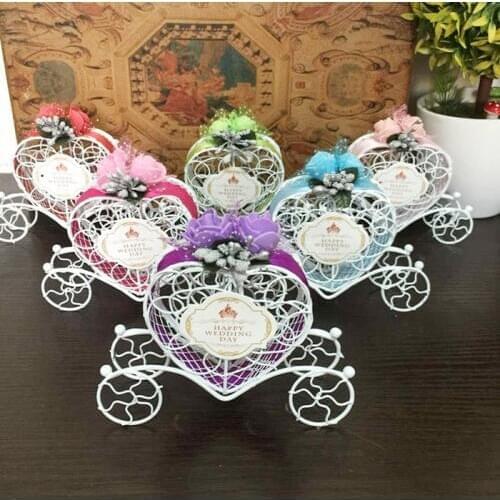 Free shipping 200 pcs/lot WHITE wedding chocolate box , iron carriage baby shower sweet boxes , Candy box wedding favors