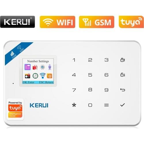 KERUI Smart Home Security Alarm System Wireless WiFi GSM Tuya Control App 1.7 Inch Color Screen Operation Voice Prompt Host
