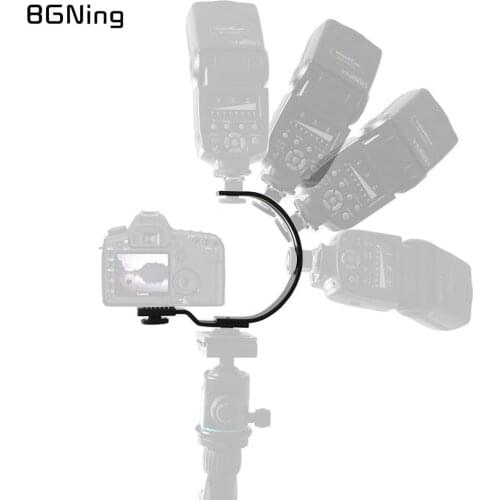 C-Shape Bracket Extend Monitor Flash Light Microphone Gimbal Adjustable C Holder w/ 3 Hot Shoe Mount SLR Photography Accessories