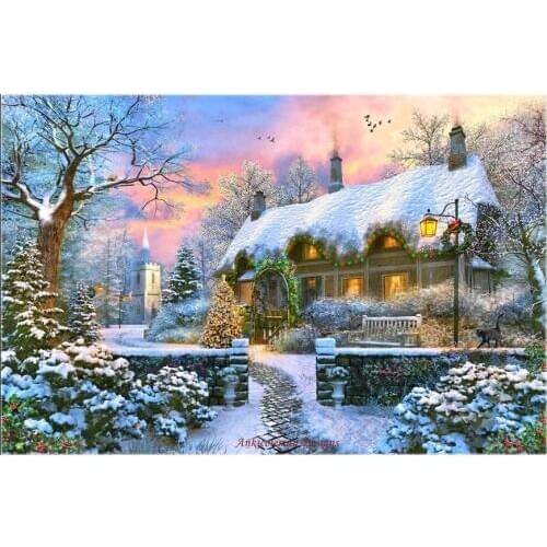 Church Lane Cottage - Counted Cross Stitch Kits - DIY Handmade Needlework for Embroidery 14 ct Cross Stitch Sets DMC Color