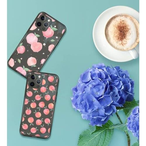 Peach Phone Case For iPhone 13 12 11 8 7 se 2020 pro X XS XR MAX Plus Black Transparent Cover