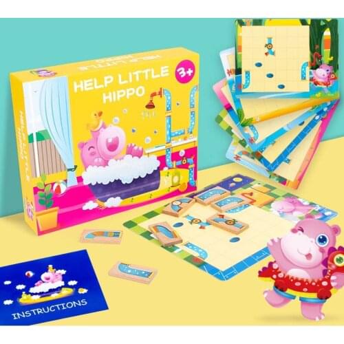 Kids Wooden Cartoon Labyrinth Maze IQ Puzzle Toys for Children Help Animals to Bath Funny 30 Levels Challenge Game Puzzle Toys