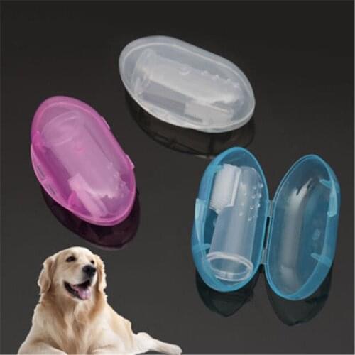 Dog / Cat Latex Finger Silicone finger toothbrush Pet toothbrush descaling oral cleaning supplies finger brush with box