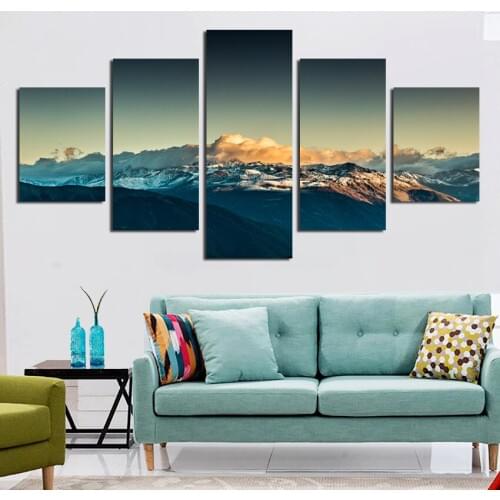 Home Decor Landscape Beach Canvas 5 Pieces Painting Modern Mural High Definition Printing Sunset Sunrise Living Room Decor