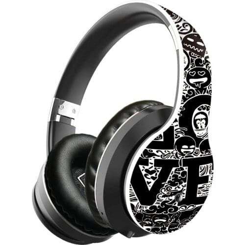 Graffiti Wireless Headphones With Noise Reduction Big Ear Cap Bluetooth 5.0 Gamer Headset For Cell Phone with Microphone