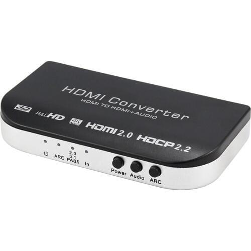 HDMI 2.0 Extractor HDMI to HDMI and Optical TOSLINK SPDIF + 3.5mm Stereo Audio Extractor converter 4K 3D ARC HDCP2.2