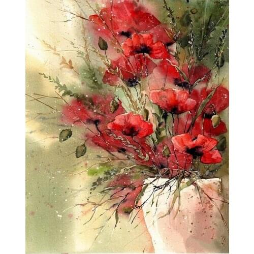 JMINE Div 5D Red Poppy Flower Full Diamond Painting cross stitch kits art High Quality Floral 3D paint by diamonds