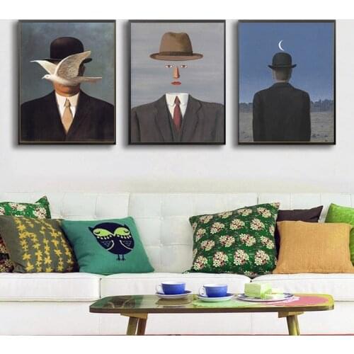 Artist Surrealist Scandinavian Rene Magritte Painting on Canvas Posters and Prints Cuadros Wall Art Pictures For Living Room