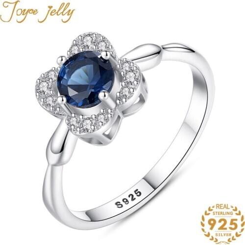 JoyceJelly Classic 925 Sterling Silver Ring For Charm Women With Sapphire Gemstone Wedding Party Wholesale Gift size 6-9