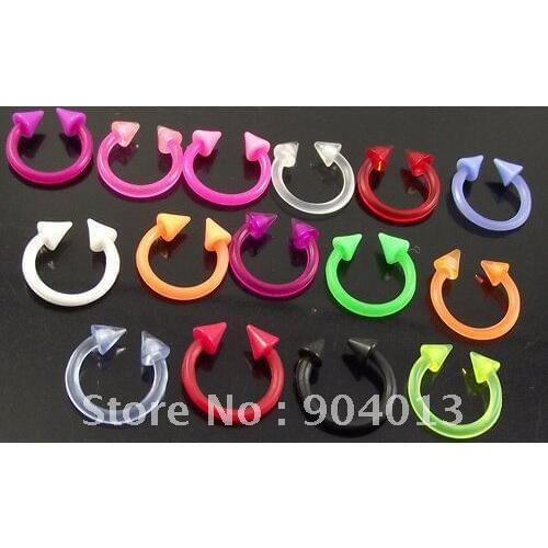 100pcs free shipping wholesale top selling SOFT Nose Ring Flexible Sprike Circulars Horseshoes Eyebrow Rings