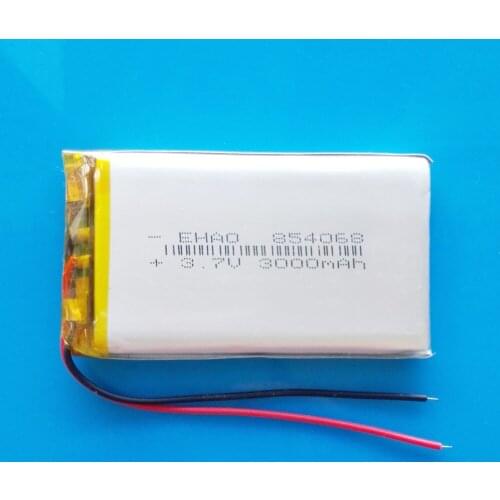 Model 854068 3.7V 3000mAh lipo polymer lithium Rechargeable battery for GPS power bank Tablet PC PAD PDA Laptop