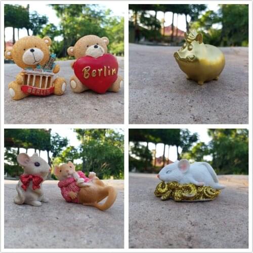 3D Lovely animal Desk Ornaments Mini Gardening Decor Bonsai Miniascape Decoration Articles Potted Landscape Handicraft Gifts