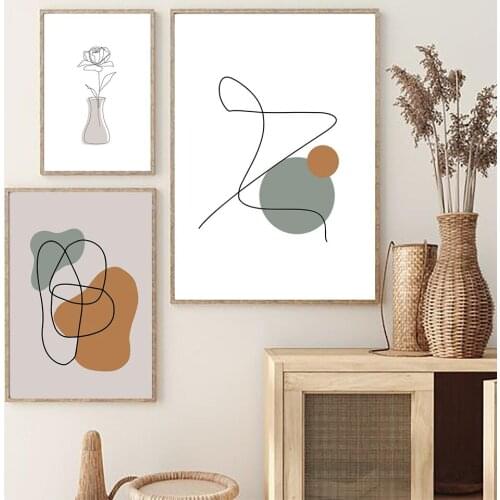 Minimalist Modern Abstract Line Flower Canvas Painting Wall Art Nordic Posters and Prints Wall Pictures for Living Room Decor
