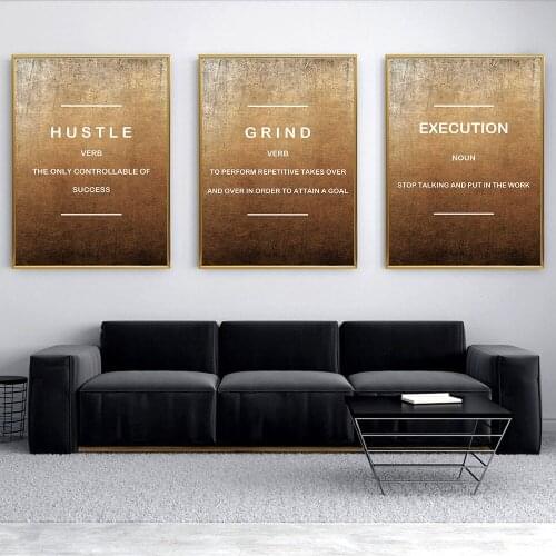 3 Piece Motivational Office Hustle Entrepreneur Motivation Noun Verb Home Wall Art Print Decor Picture Poster No Frame Painting