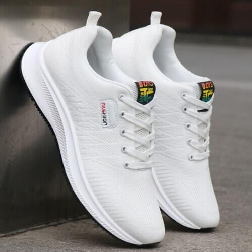 2020 Spring And Autumn New Mens Shoes Lace-Up Mesh White Sneakers Korean Casual Flat Shoes Fashion Driving Outdoor Work Shoes