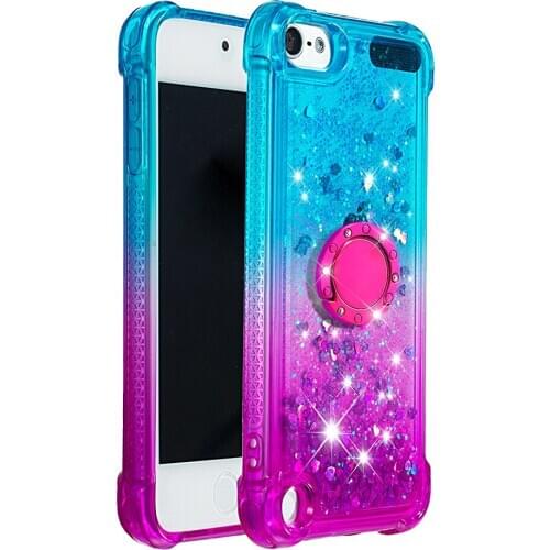 Anti-drop belt rotating bracket Soft Silicone TPU Gradient Quicksand Case For iPod Touch 7 (2019) / 6 / Touch 5 Bling Glitter