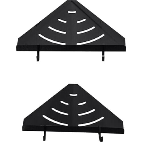 Wall Mounted Matt Black 2 Tier Shower Caddy Bathroom Corner Shelf Rack Shower Storage Triple-Cornered