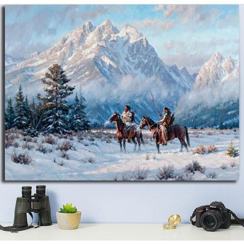 Native Canvas Print Snow Portrait Of An Mountain Indian Picture Paintings For Living Room Poster On The Wall Home Decor