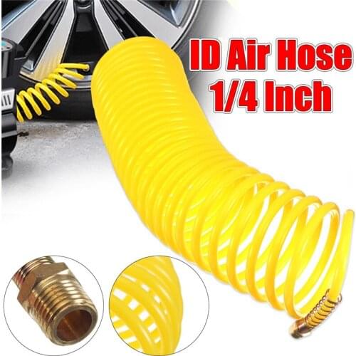 25Ft 1/4 Inch Recoil Air Hose ReCoil Spring Ends Pneumatic Compressor PE Hose 7.5M Pneumatic EU Male and Female Quick Connector