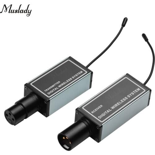 Muslady UR-4 Professional Digital Wireless Microphone System with XLR Transmitter Receiver Built-in Lithium Battery Connect