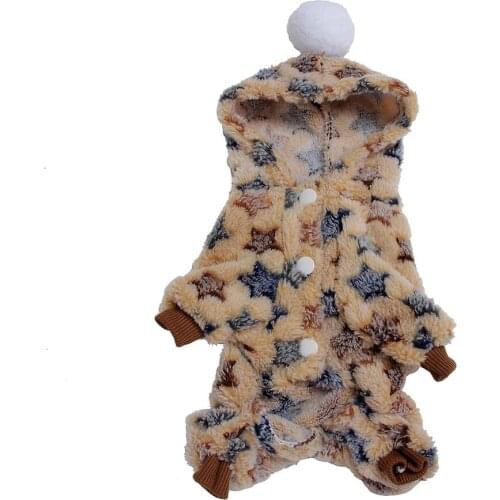 Puppy Hoodie Clothes Plush Dog Warm Comfortable Clothes Pet Winter Jumpsuit Fashion Pet Outfits Supplies
