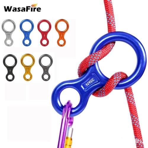 Rock Climbing Descender 35KN Figure 8 Word Rope Descender Rappel Ring Downhill Eight Ring Rappelling Gear Belay Device Equipment