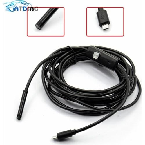 5.5mm Lens USB Endoscope 5M 6 LED IP67 Waterproof Camera Endoscope 5M, Mini Camera Mirror As Gift Android OTG Phone Endoscopio