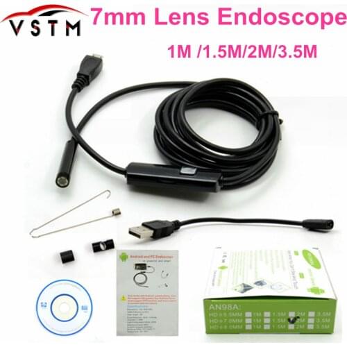 1M/1.5M/2M/3.5M 7mm Lens USB Endoscope Camera Waterproof Wire Snake Tube Inspection Borescope For OTG Compatible Android Phones