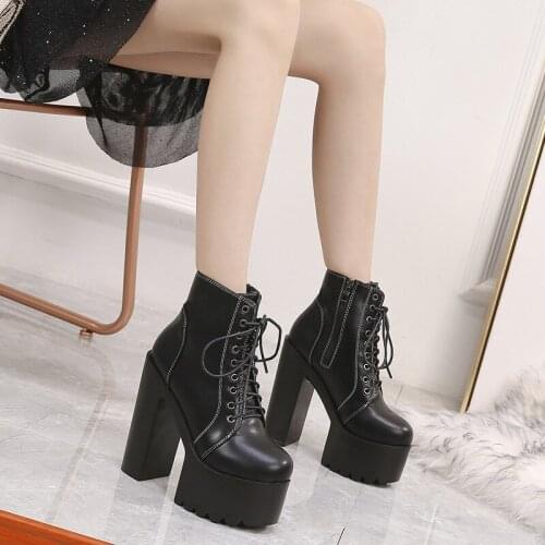 European and American white nightclub DJ bar DS performance shoes 15cm thick heel ultra high heel platform woman short boots