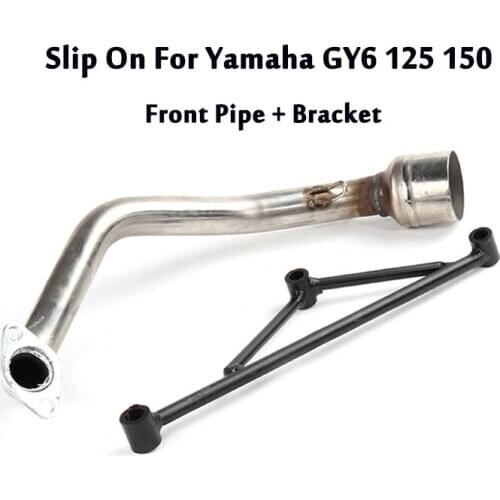 For Yamaha GY6 125 150 Exhaust Front Link Pipe Connecting Tube With Iron Bracket Slip On 51mm Modified Motorcycle